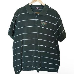 Antigua Men's Dallas Stars Green Striped Polo Shirt